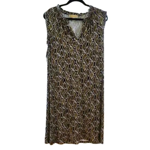 NWT Michael Kors 3X Plus Size Olive Green Snake Print Midi Stretch Dress - Picture 2 of 11